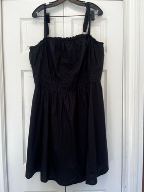 NWT torrid Plus Size Black Mini Poplin Sun Dress Adjustable Straps 100% Cotton